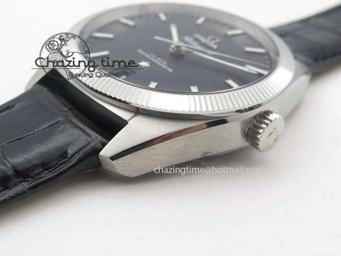 0410 Elegant Globemaster Master Chronometer SS V6F Best Edition Black Dial On Black Leather Strap A 8268